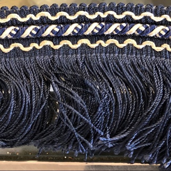 5.33 yards Navy and Cream Luxury Detailed Brush Fringe
